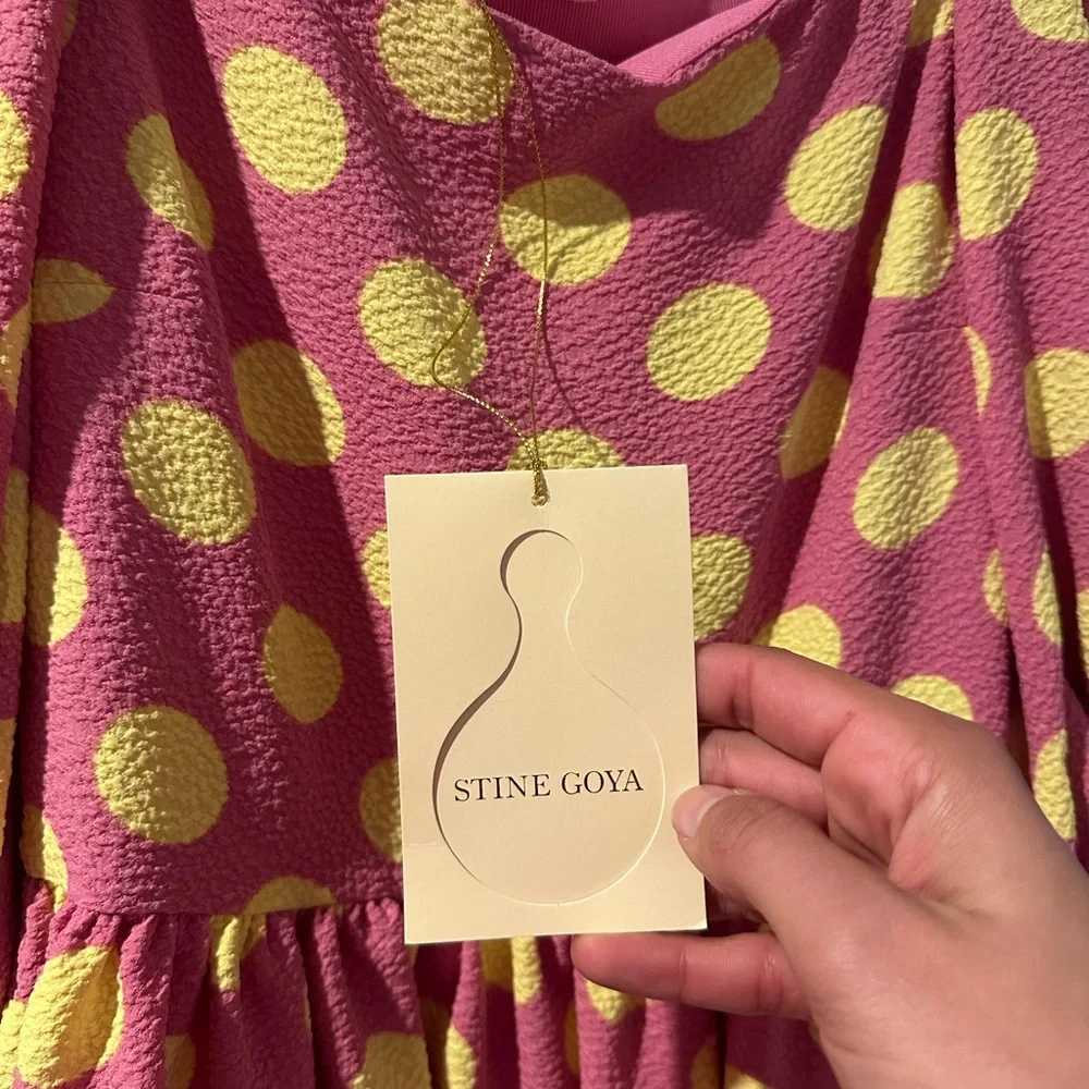 NWT STINE GOYA Irene Pink and Yellow Polka Dot Blouse sz S - Picture 6 of 8